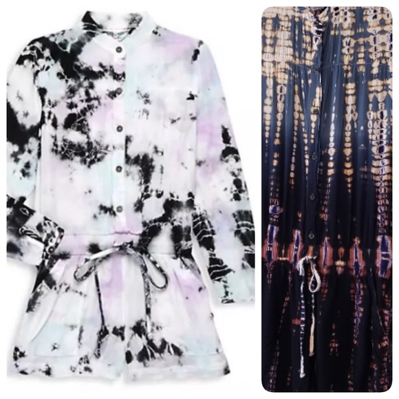 HARD TAIL Forever | Long Sleeve Ombré Tie-Dye Romper Small Bohemian Hippie - Picture 4 of 10